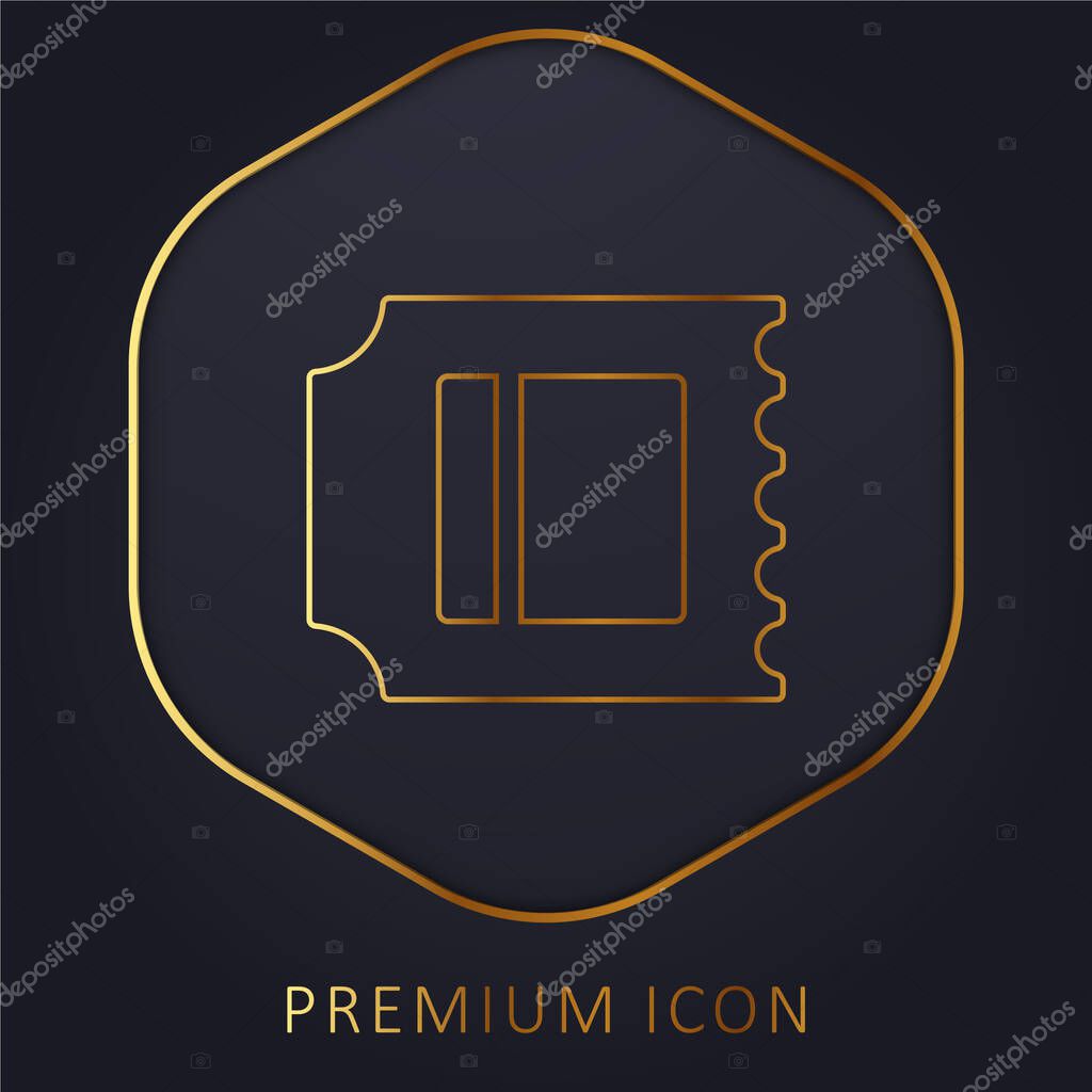 American Football Game Ticket golden line premium logo or icon