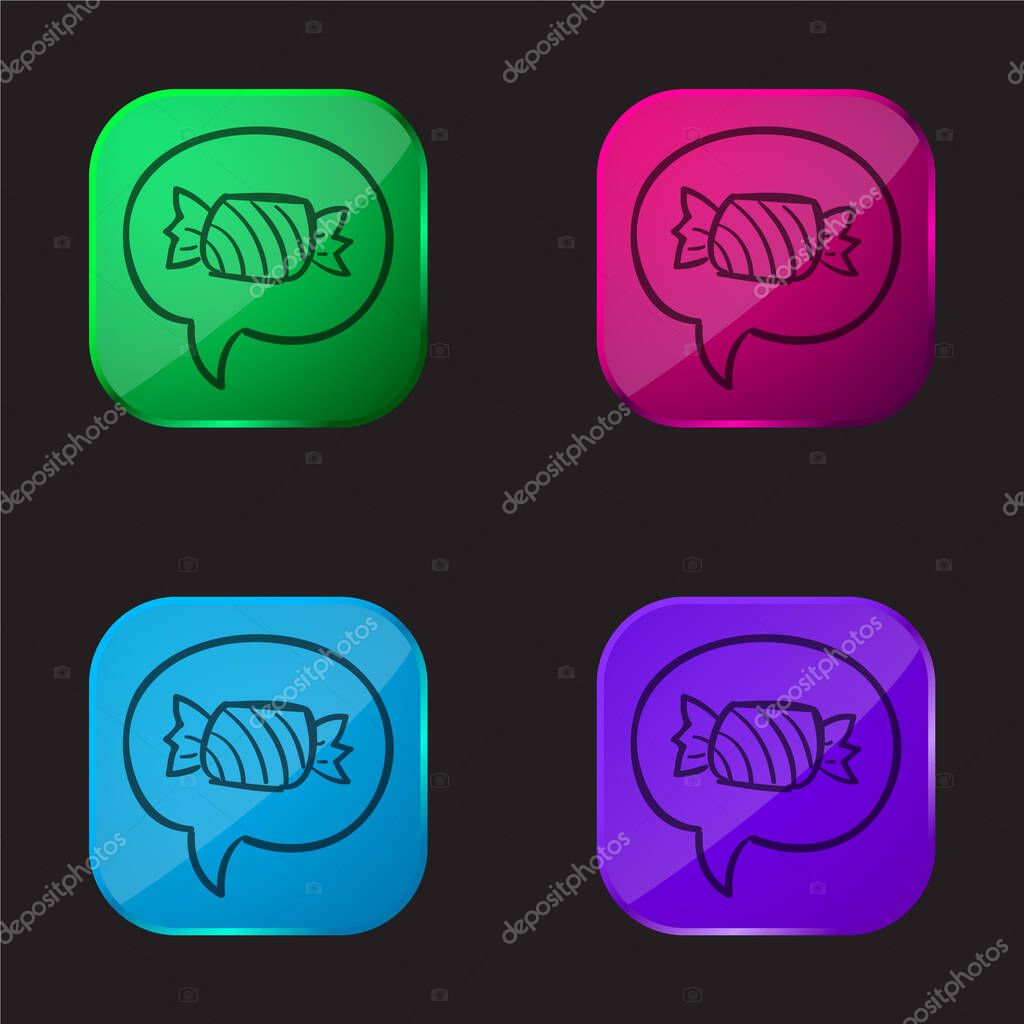 Asking For A Candy In Halloween four color glass button icon