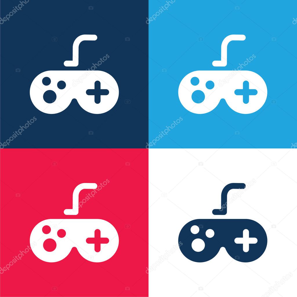 Antique Gamepad blue and red four color minimal icon set