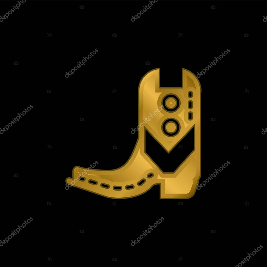 Boot gold plated metalic icon or logo vector