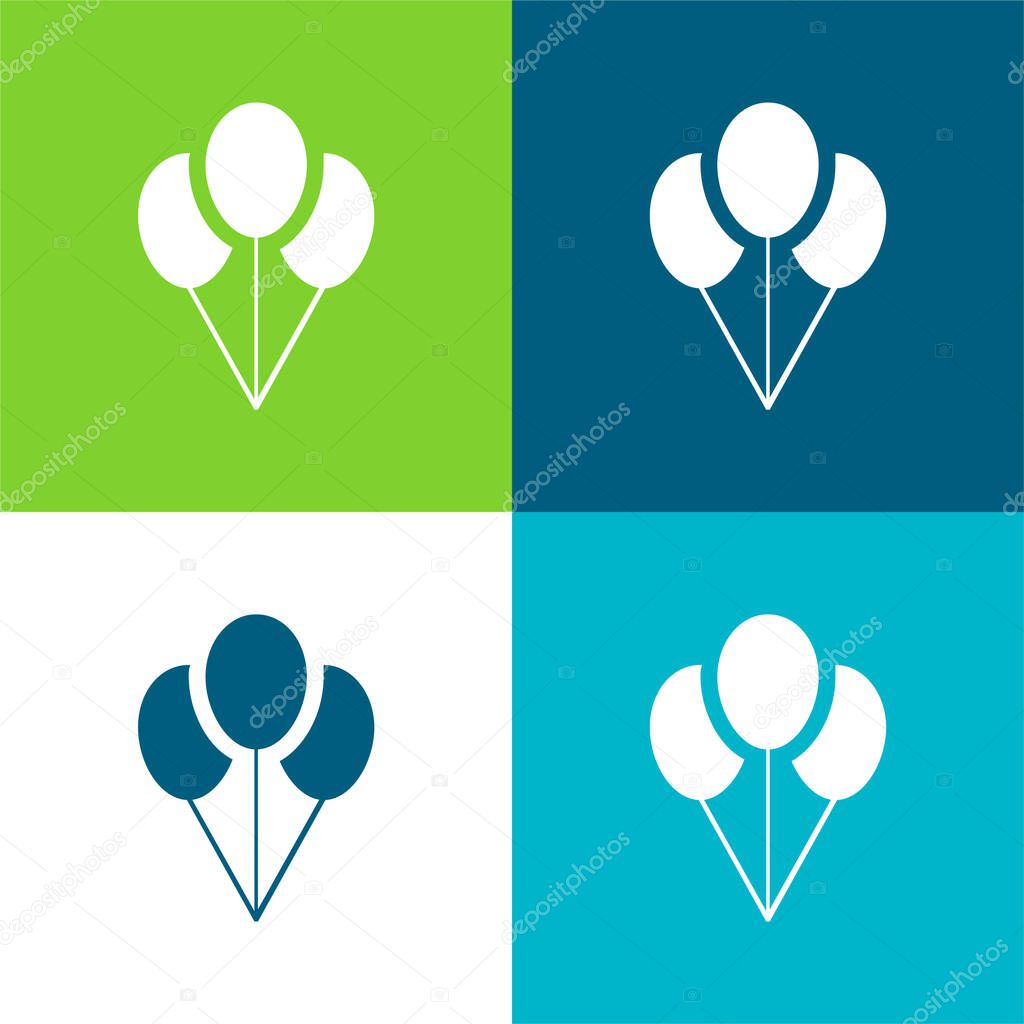 Balloons Flat four color minimal icon set