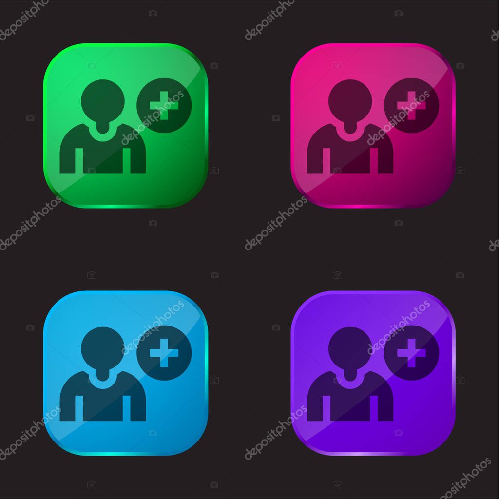 Add Friend four color glass button icon