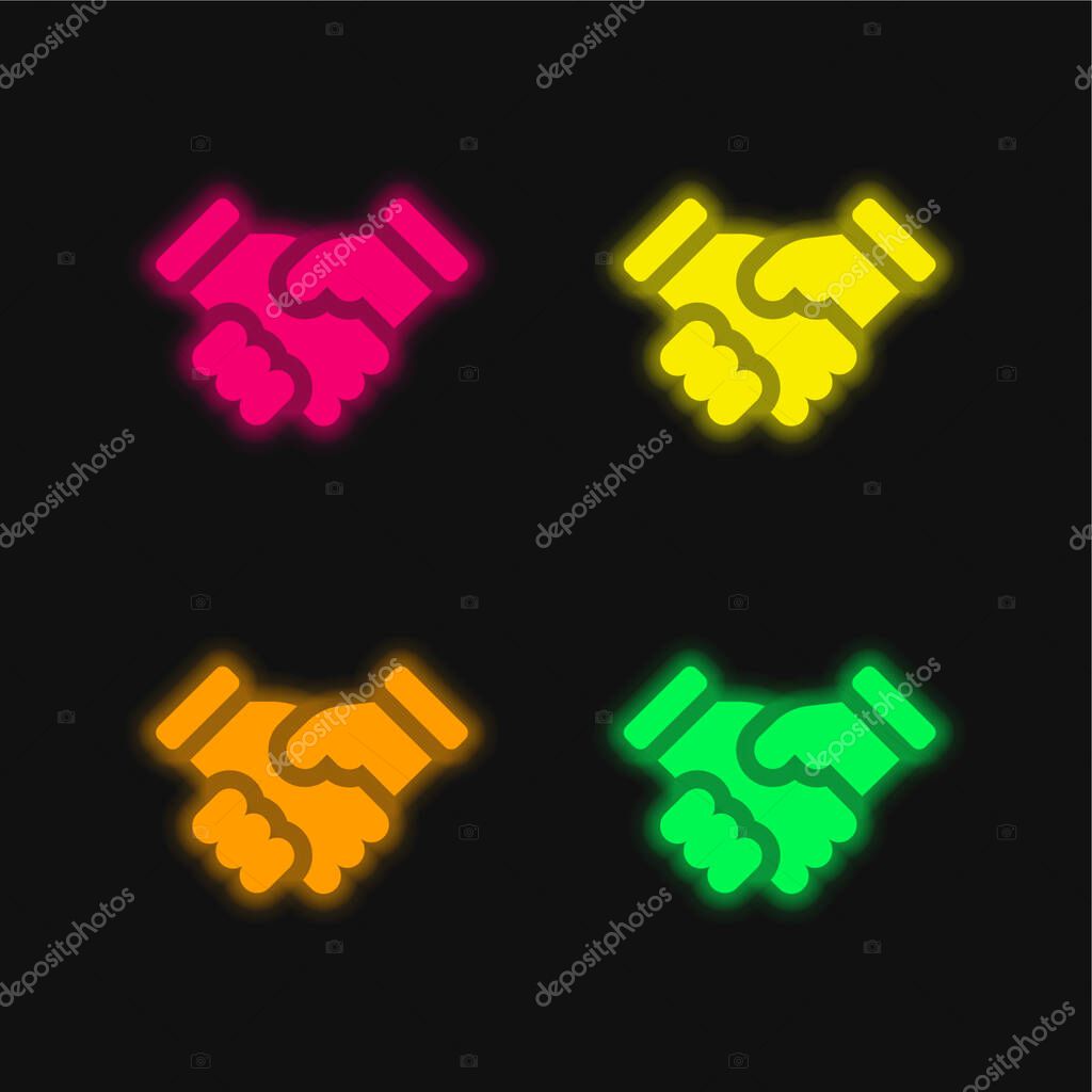 Agreement four color glowing neon vector icon