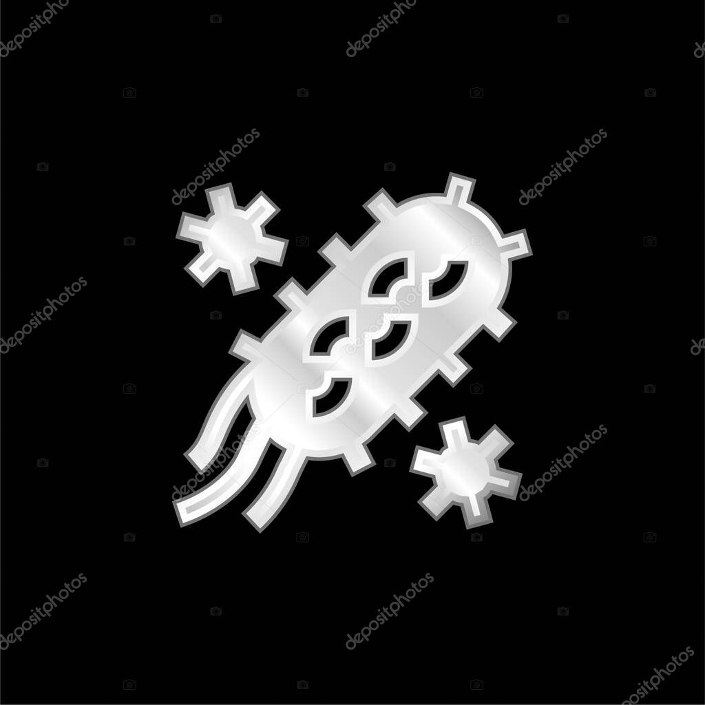 Bacteria silver plated metallic icon