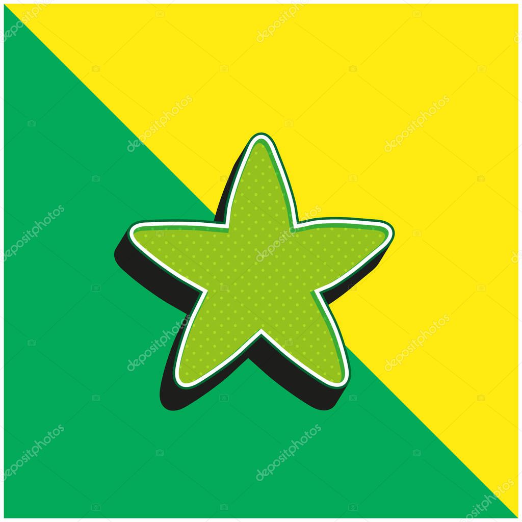 Black Rounded Star Green and yellow modern 3d vector icon logo