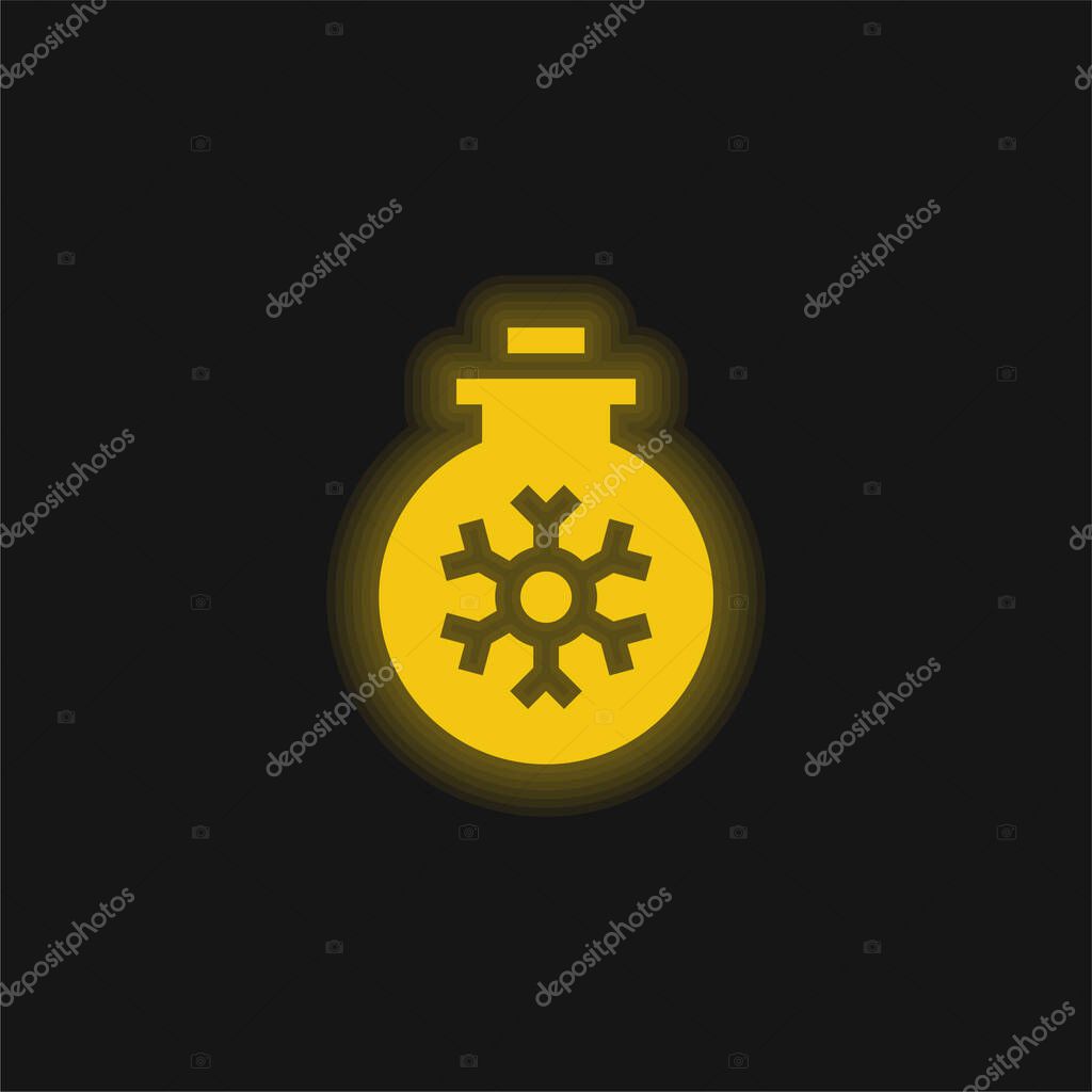 Bauble yellow glowing neon icon