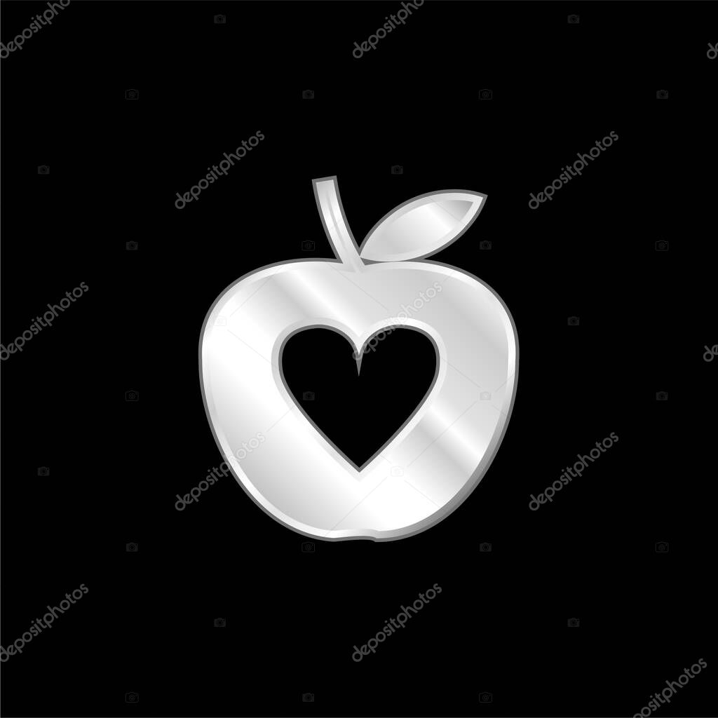 Apple silver plated metallic icon