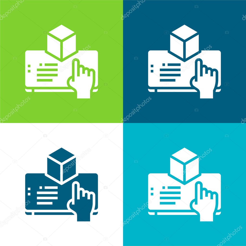 Augmented Reality Flat four color minimal icon set