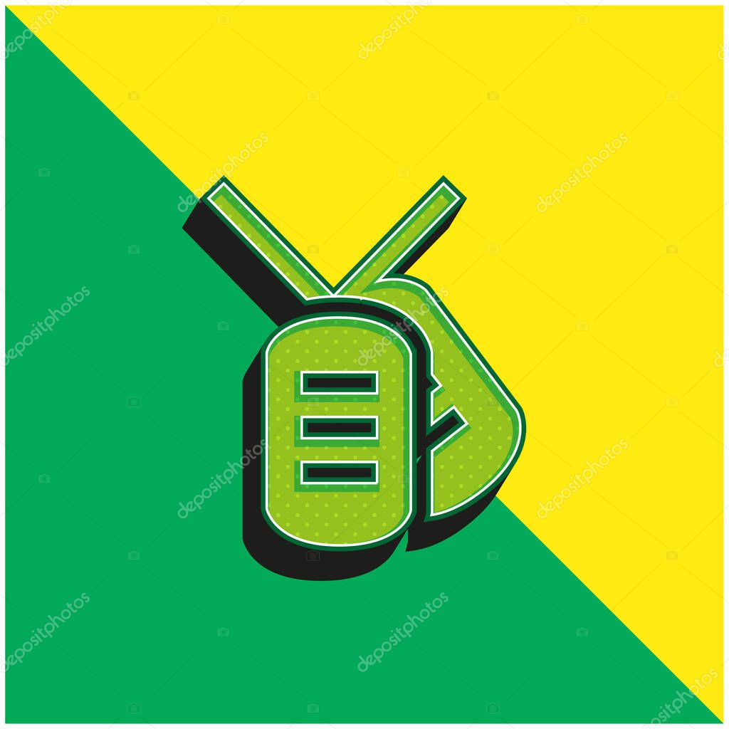 Army Dog Tag Green and yellow modern 3d vector icon logo