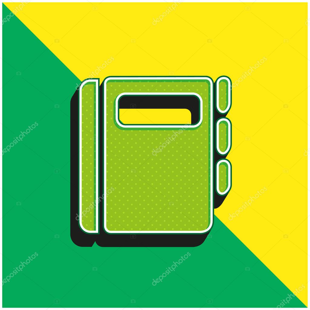 Agenda Book Green and yellow modern 3d vector icon logo