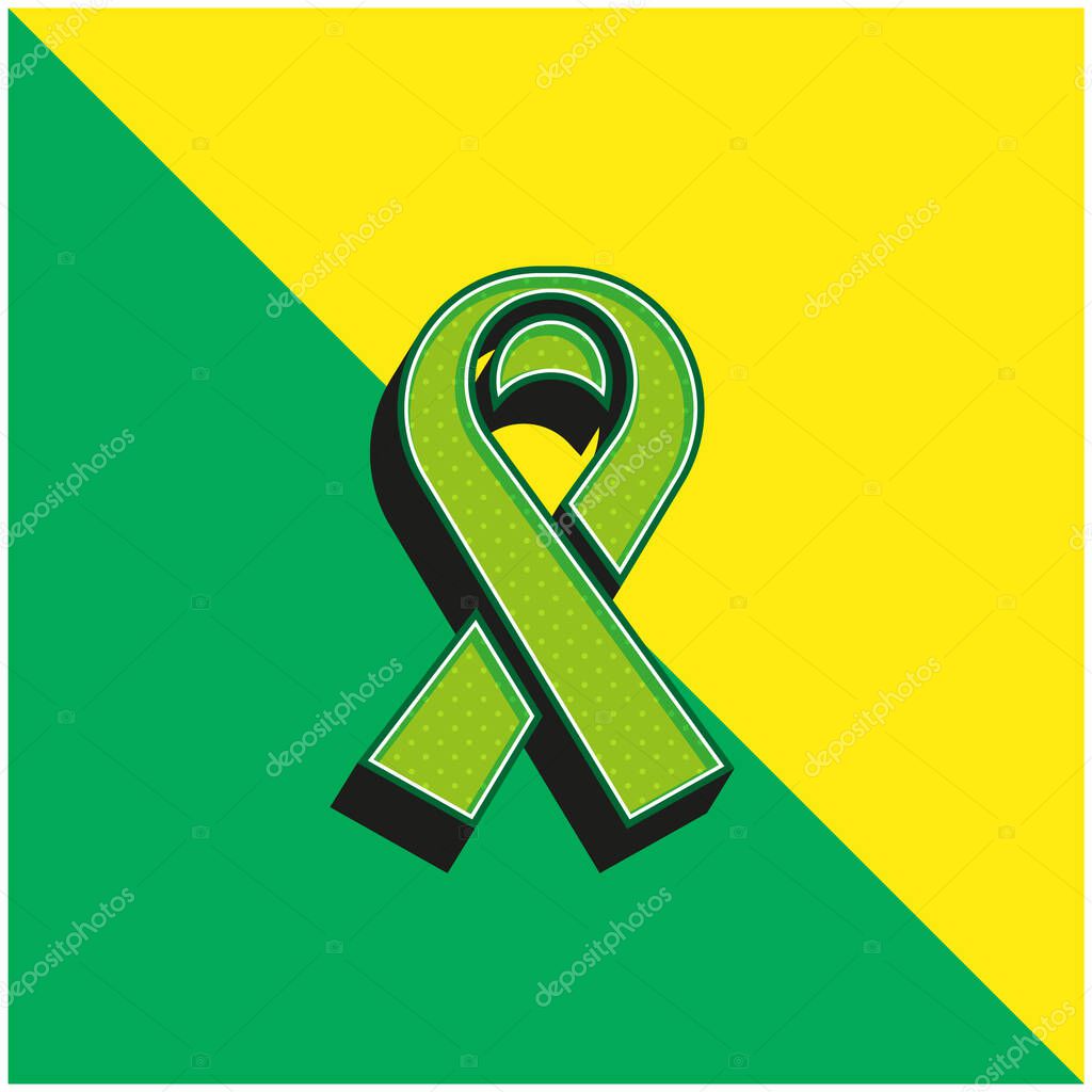 Black Ribbon Green and yellow modern 3d vector icon logo