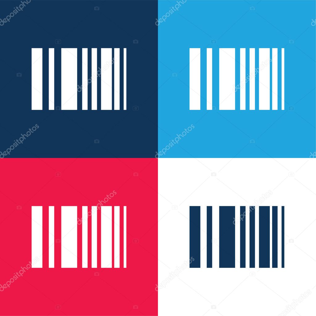Barcode blue and red four color minimal icon set