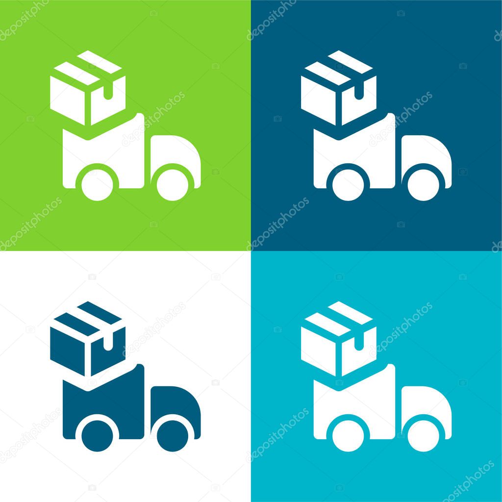 Box Flat four color minimal icon set