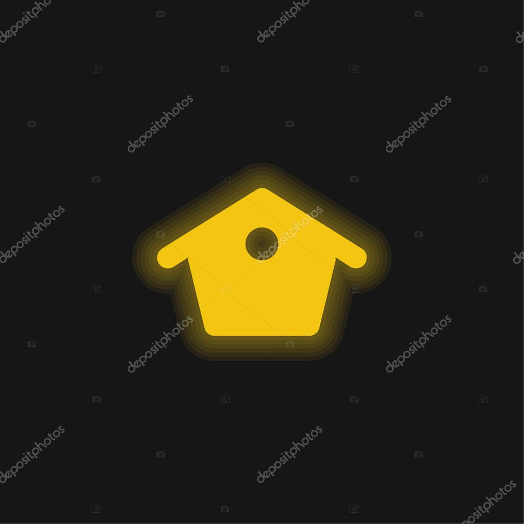 Birds Home yellow glowing neon icon