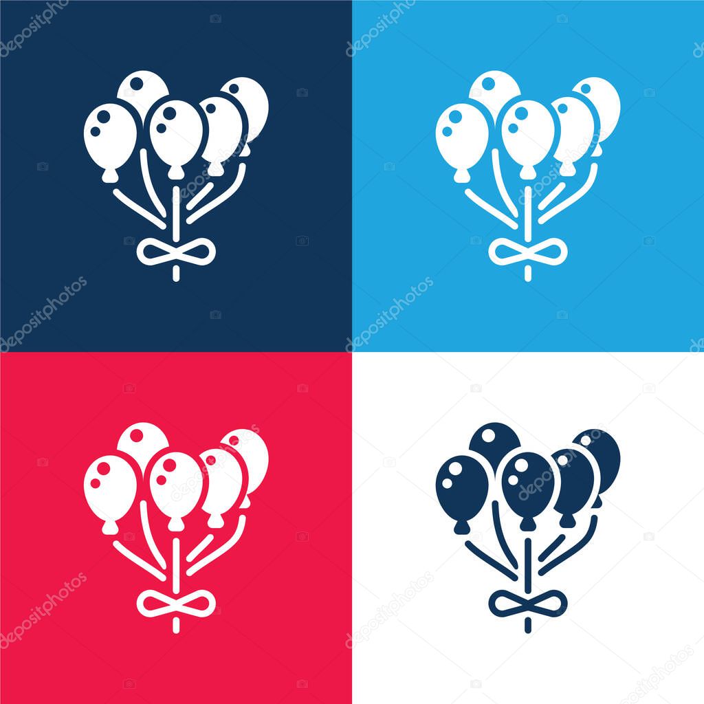 Balloon blue and red four color minimal icon set