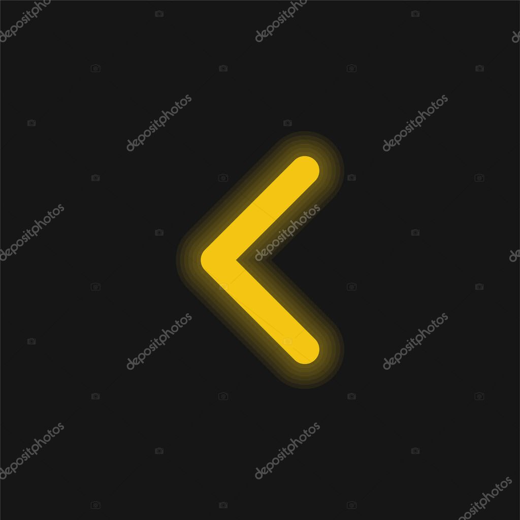 Arrowhead Thin Outline To The Left yellow glowing neon icon