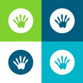 Animal Footprint Lapos négy szín minimális ikon készlet