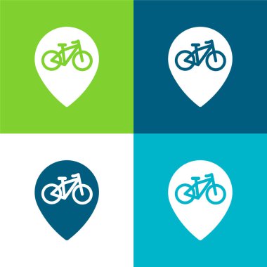 Bike Zone Signal Flat four color minimal icon set clipart