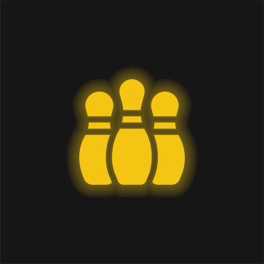 Bowling lobutları sarı parlak neon simgesi