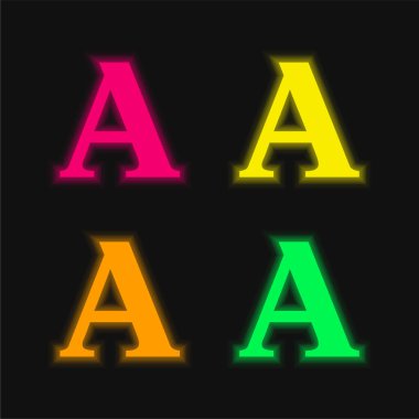 Academia Edu four color glowing neon vector icon clipart