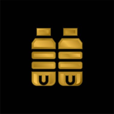 Altın kaplama metal ikon veya logo vektörü şişeleri