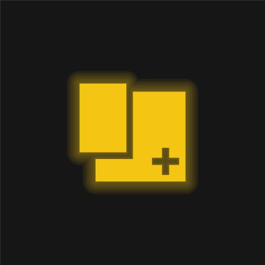 Dikdörtgen Şekil Düğmesi Sarı parlak neon simgesi ekle