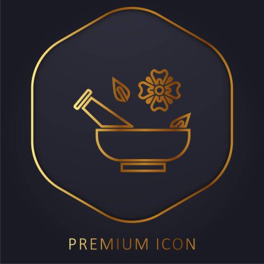 Aromaterapi altın çizgi prim logosu veya simgesi