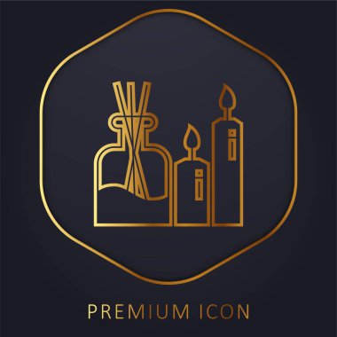 Aromaterapi altın çizgi prim logosu veya simgesi