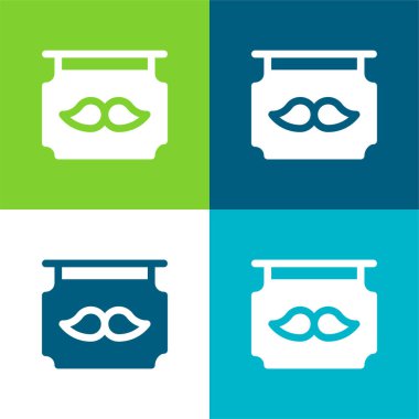 Berber Dükkanı Düz 4 Renk En düşük simge kümesi