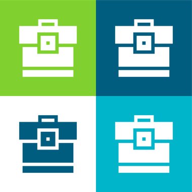 Evrak çantası Düz 4 renk minimal simgesi seti