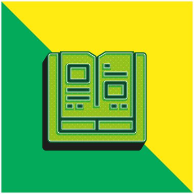 Kitap Yeşil ve Sarı Modern 3D vektör simgesi logosu