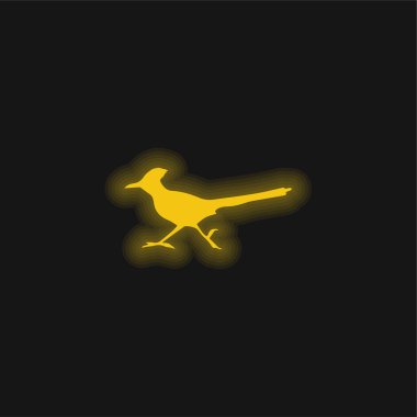 Bird Roadrunner Shape yellow glowing neon icon clipart