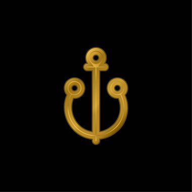 Çapa altın kaplama metalik simge veya logo vektörü