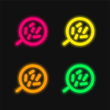 Bir Büyütme Aracı Altında Vücut Hücreleri 4 renkli neon vektör simgesi