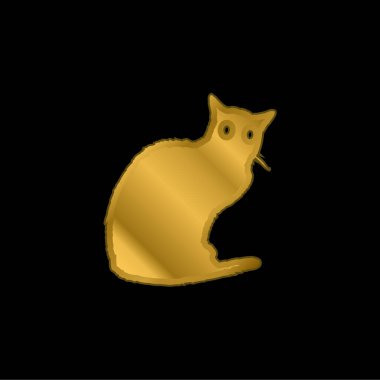 Kara Kedi altın kaplama metalik simge veya logo vektörü