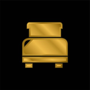 Siyah yatak altın kaplama metalik simge veya logo vektörü