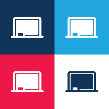 Tahta mavi ve kırmızı dört renk minimal simge kümesi