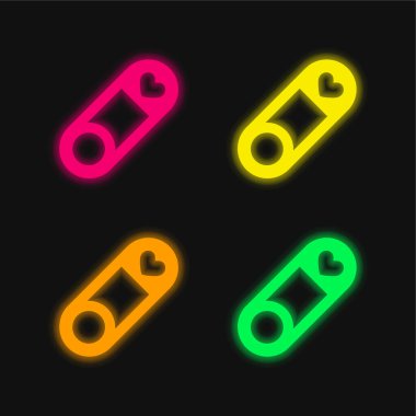 Barrette four color glowing neon vector icon