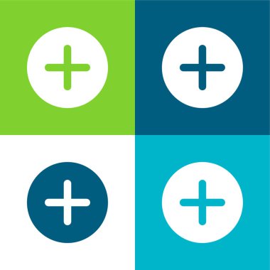 Düz dört renk simgesi seti ekle