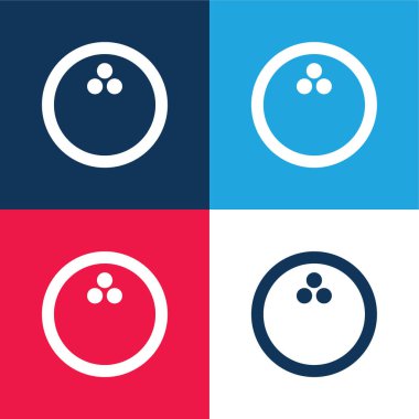 Bowling topu mavi ve kırmızı dört renk minimal simge kümesi