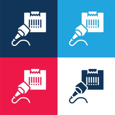 Barcode Scanner blue and red four color minimal icon set clipart