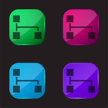 Siyah Kareler ve Çizgiler Arayüzün Grafiksel Dört Renkli Cam Simgesi