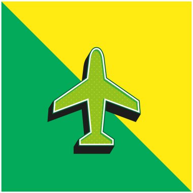 Uçak Yeşil ve Sarı Modern 3D vektör simgesi logosu