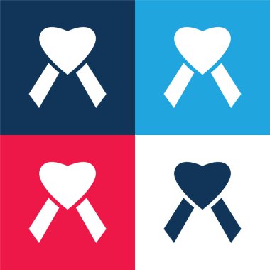 AIDS Kalp Mavi ve Kırmızı Minimum Renk Simgesi