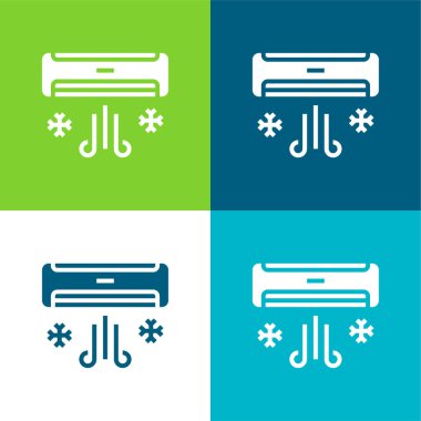Air Conditioner Flat four color minimal icon set clipart