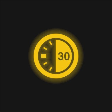 30 Seconds On A Timer yellow glowing neon icon clipart