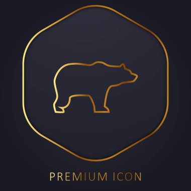 Bear Facing Right golden line premium logo or icon clipart