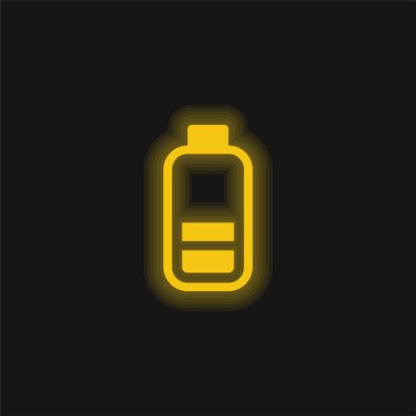 İki Çubuklu Pil Sarı Parlak Neon simgesi