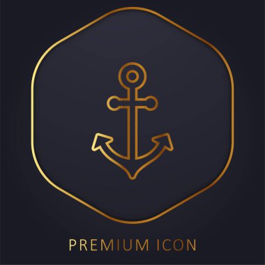 Boat Anchor golden line premium logo or icon clipart