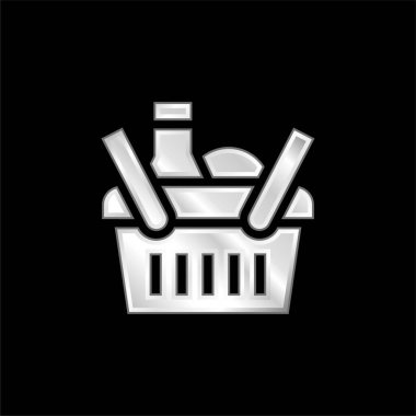 Sepet gümüş kaplama metalik simge